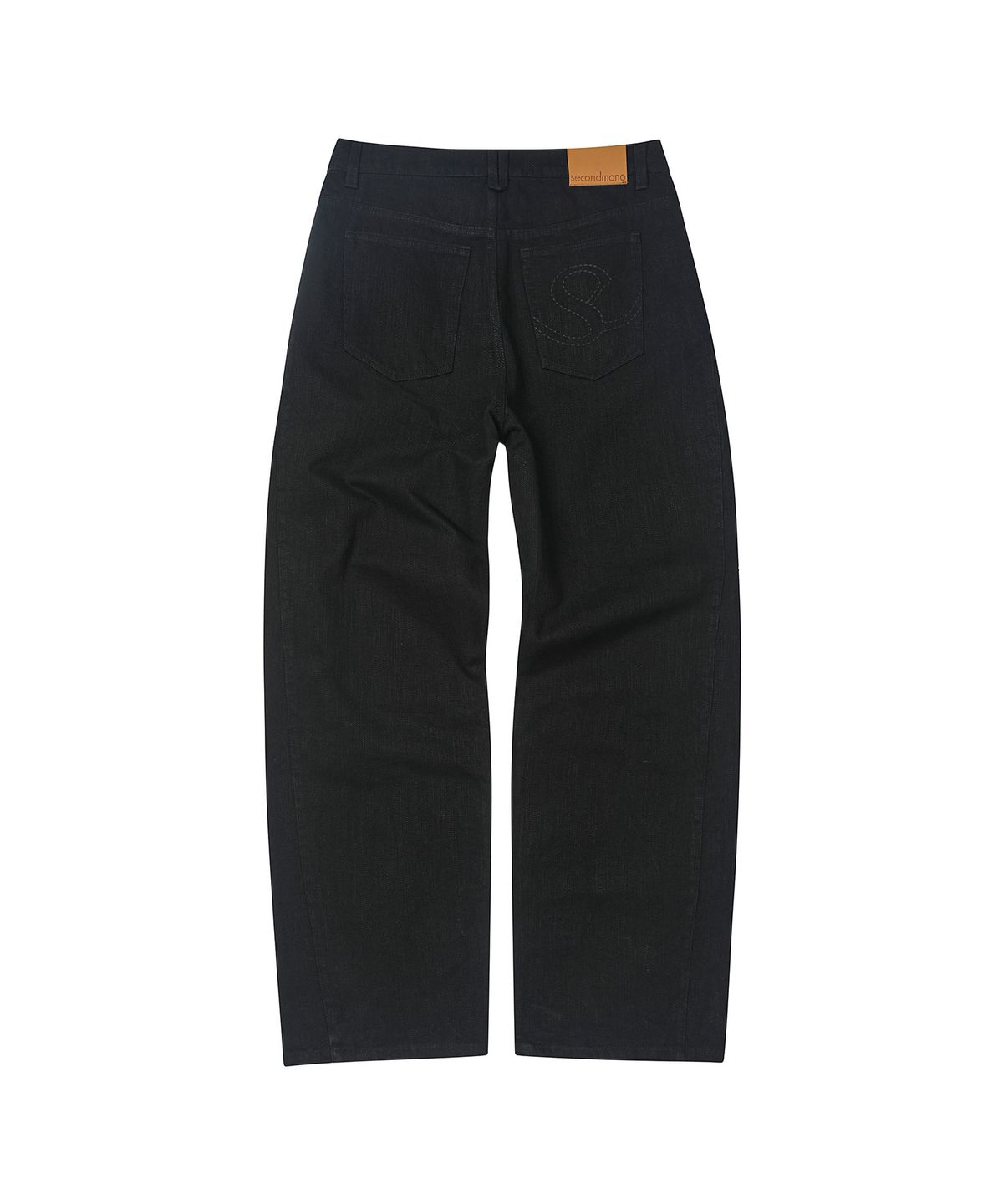 세컨모놀로그(SECONDMONO) [옷미새 미홀 콜라보]Curved Tapered Barrel-Fit Pants [COTTON BLACK]_SEPT092BLACK