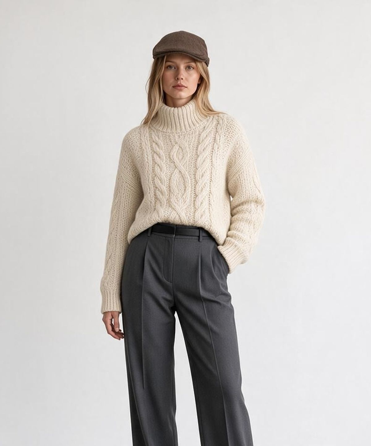 유니버셜 케미스트리(UNIVERSAL CHEMISTRY) Herringbone Beige Sidebelt Huntingcap 헌팅캡