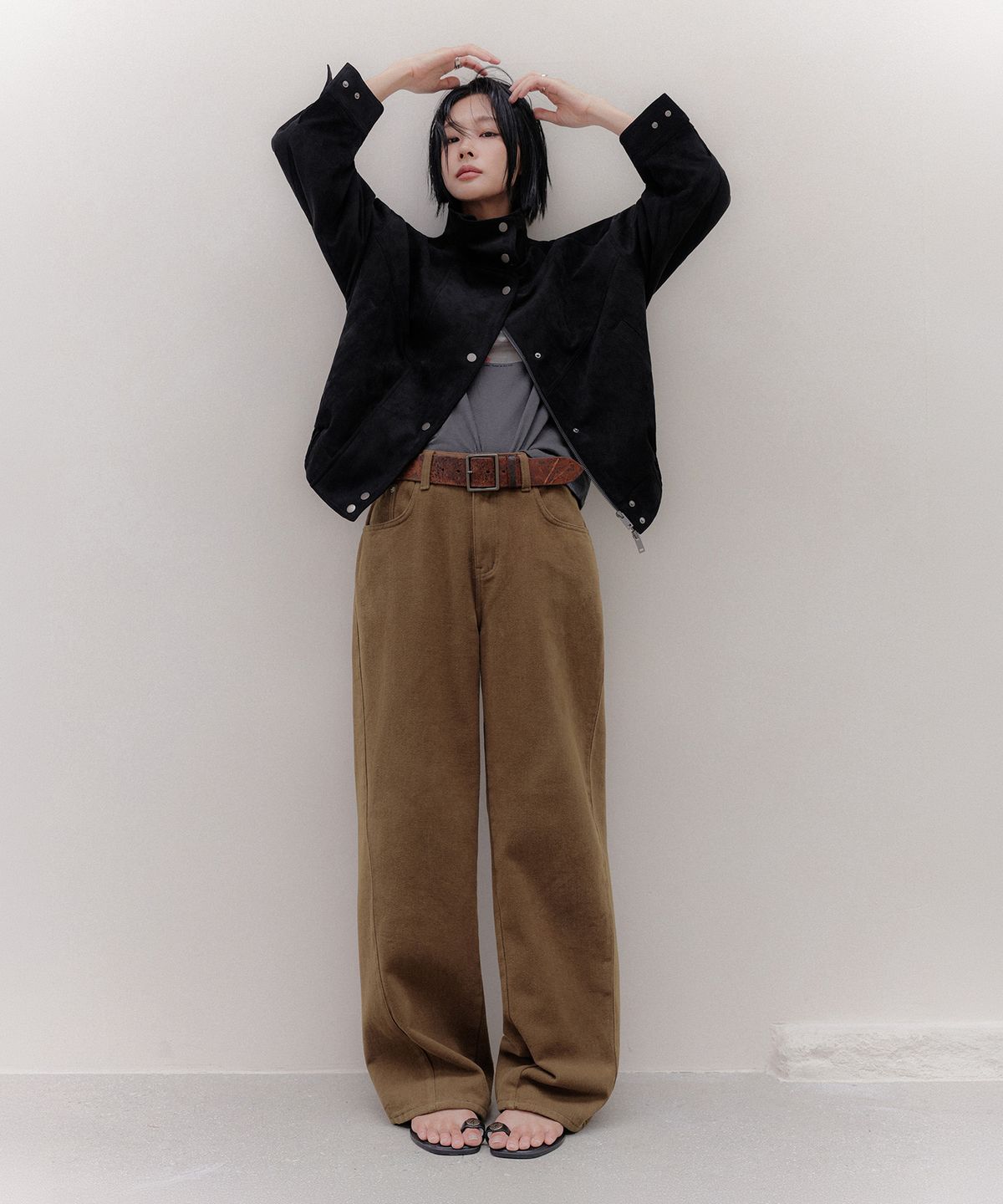 메무아(MEMUA) 보르도 기모 와이드 데님