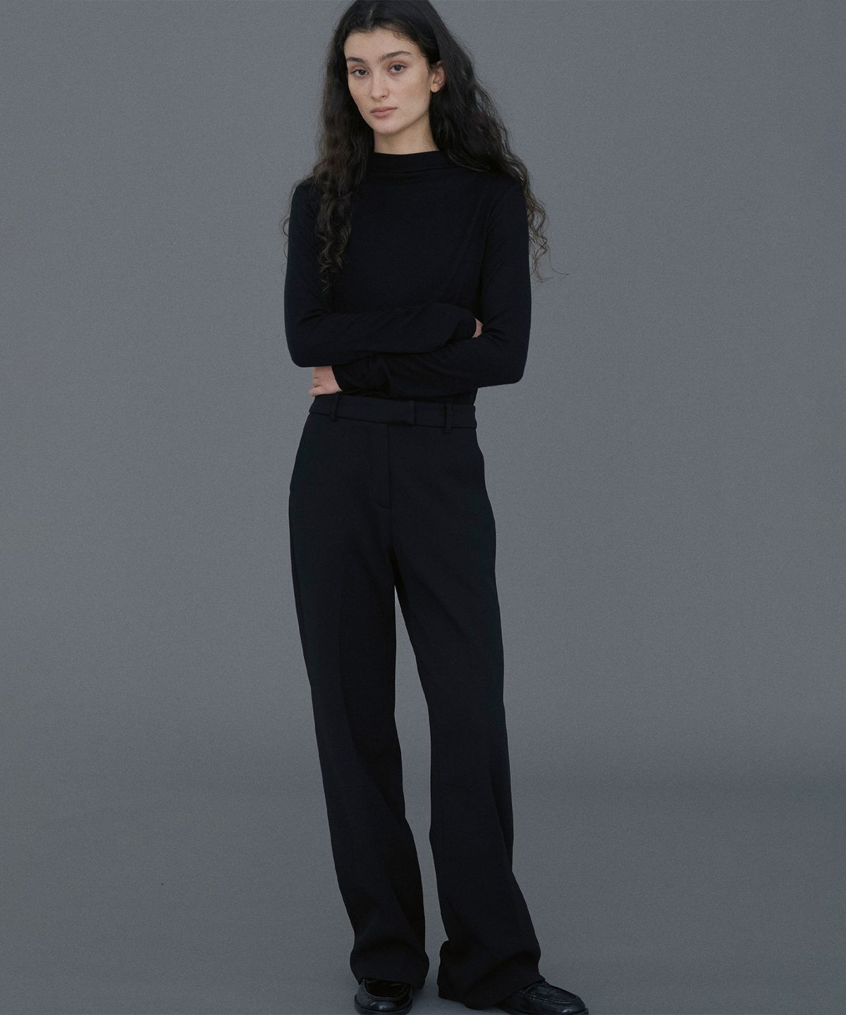 마롭(MALOUPE) 2183 본딩 세미와이드 팬츠 (블랙)