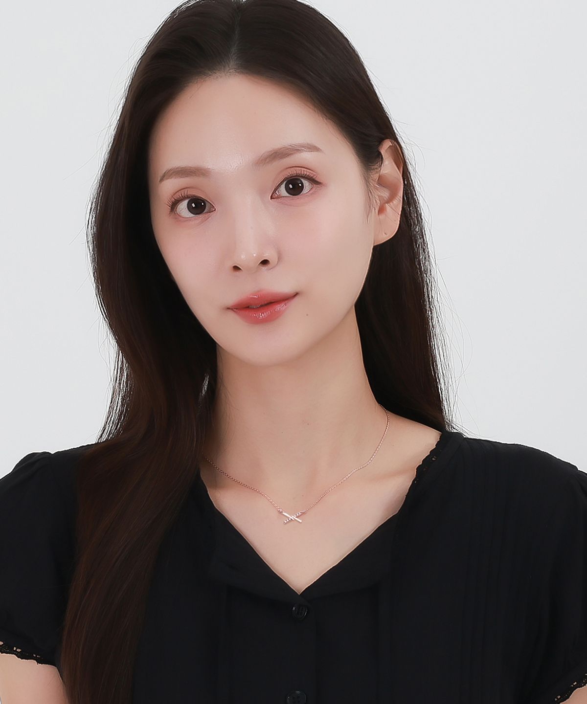 블랑시에르(BLANCIER) 마랭 BL263N1319 크로스 큐빅 체인 여자 목걸이