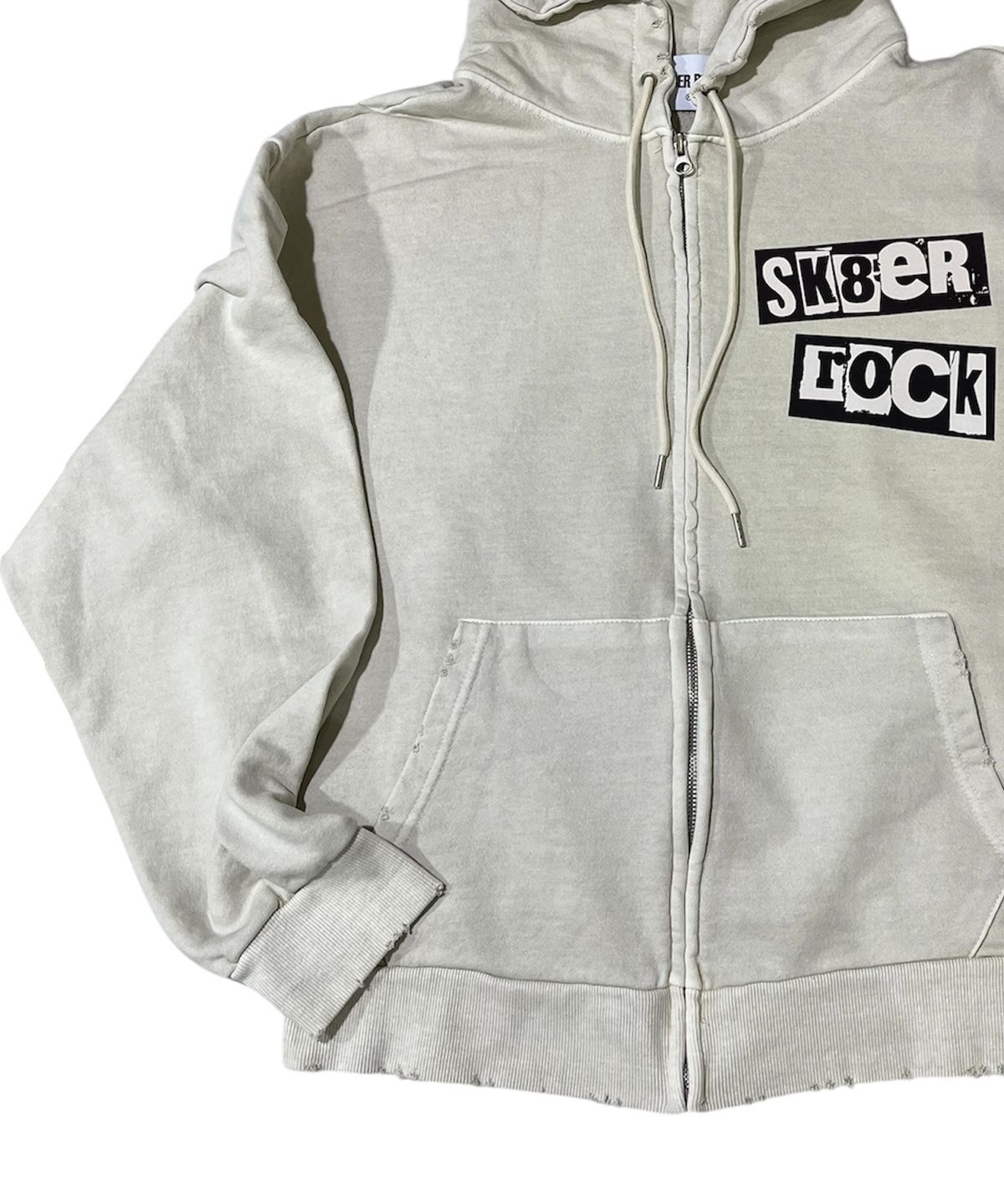 스케이터락(SK8ER ROCK) Sk8 Pigment Distressed Zip Hoodie (vintage ivory)