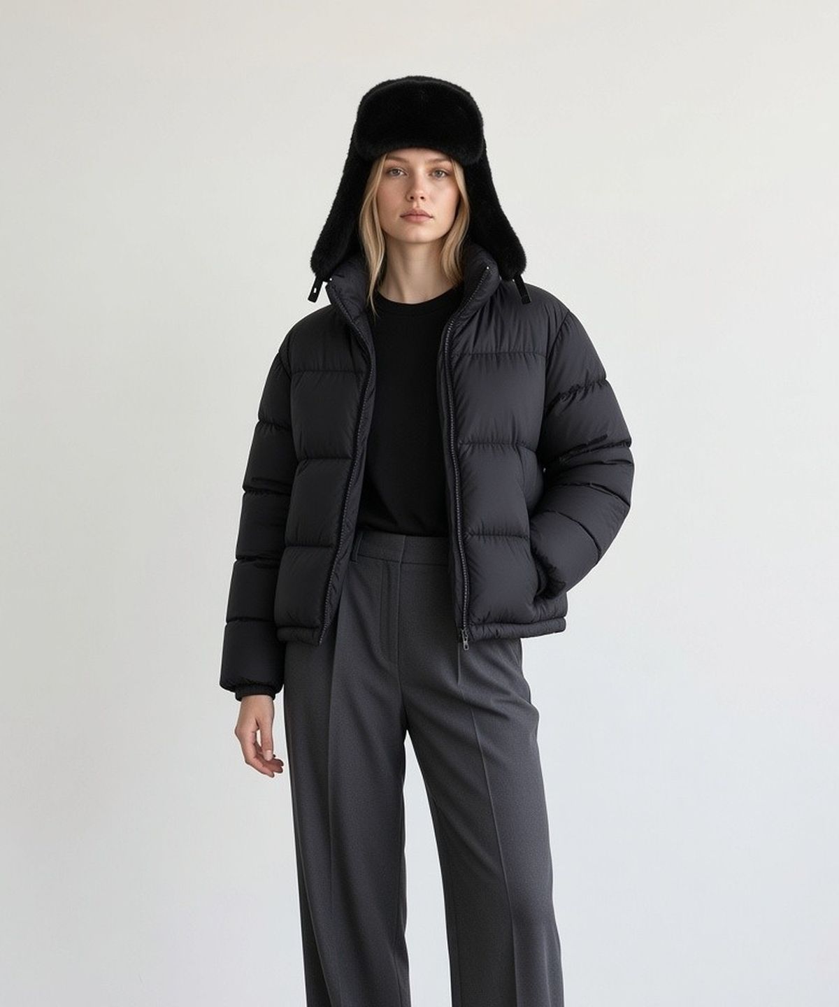 유니버셜 케미스트리(UNIVERSAL CHEMISTRY) Eskimo Fur Black Aviator Hat 귀달이모자