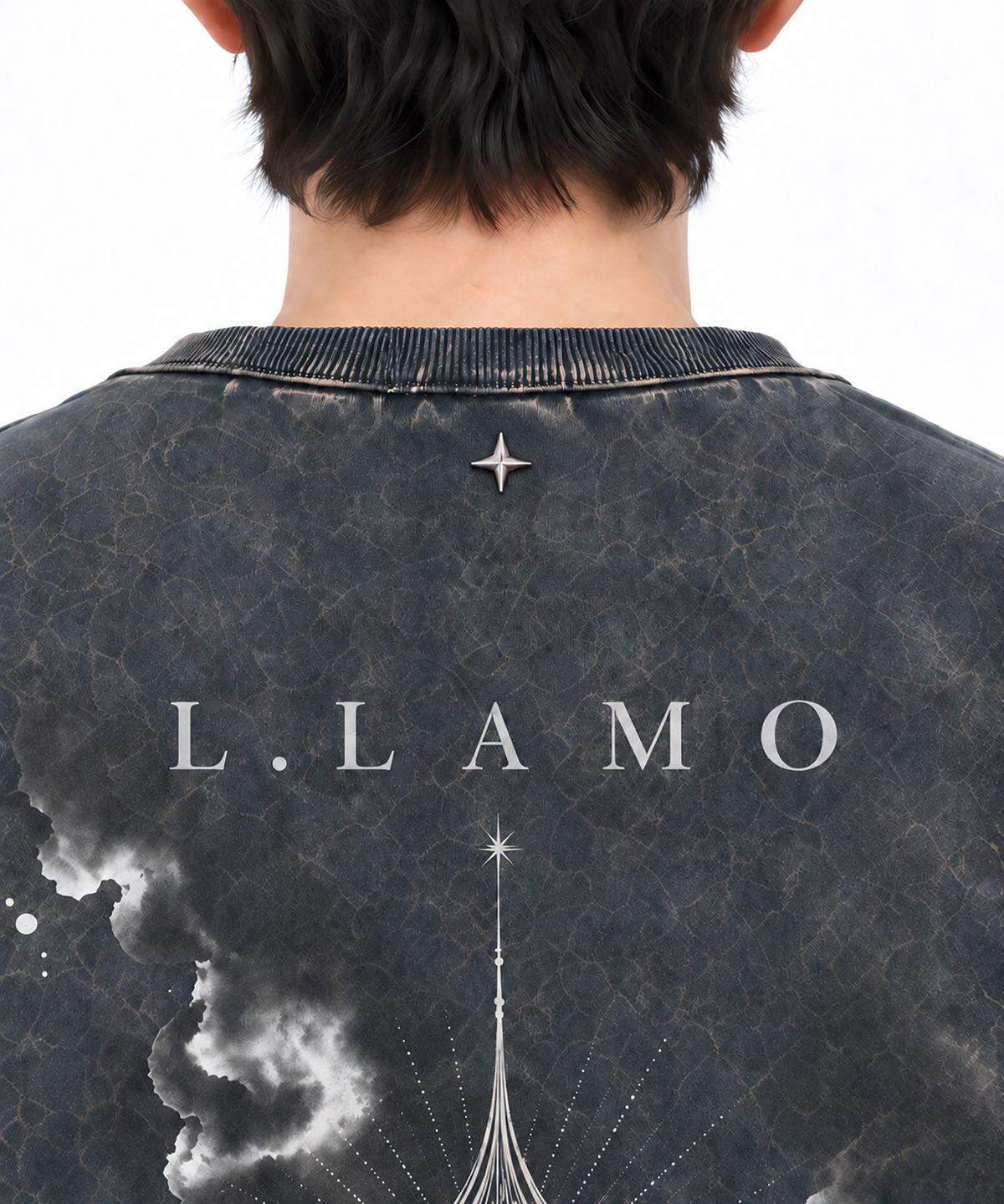 엘라모(LLAMO) 컴포트 쭈리 스모크베일 솔트워싱 오버핏 맨투맨 네이비