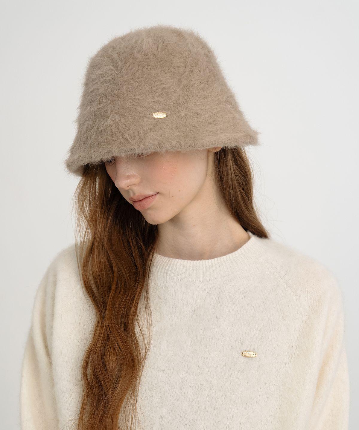 클루니(CLUNY) Soft Angora Cloche Hat - Brown