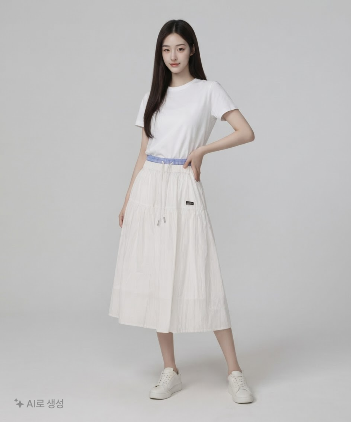 미쏘(MIXXO) 배색 밴딩 스커트 RE WHG52SS_MIWWHG53QG FREE