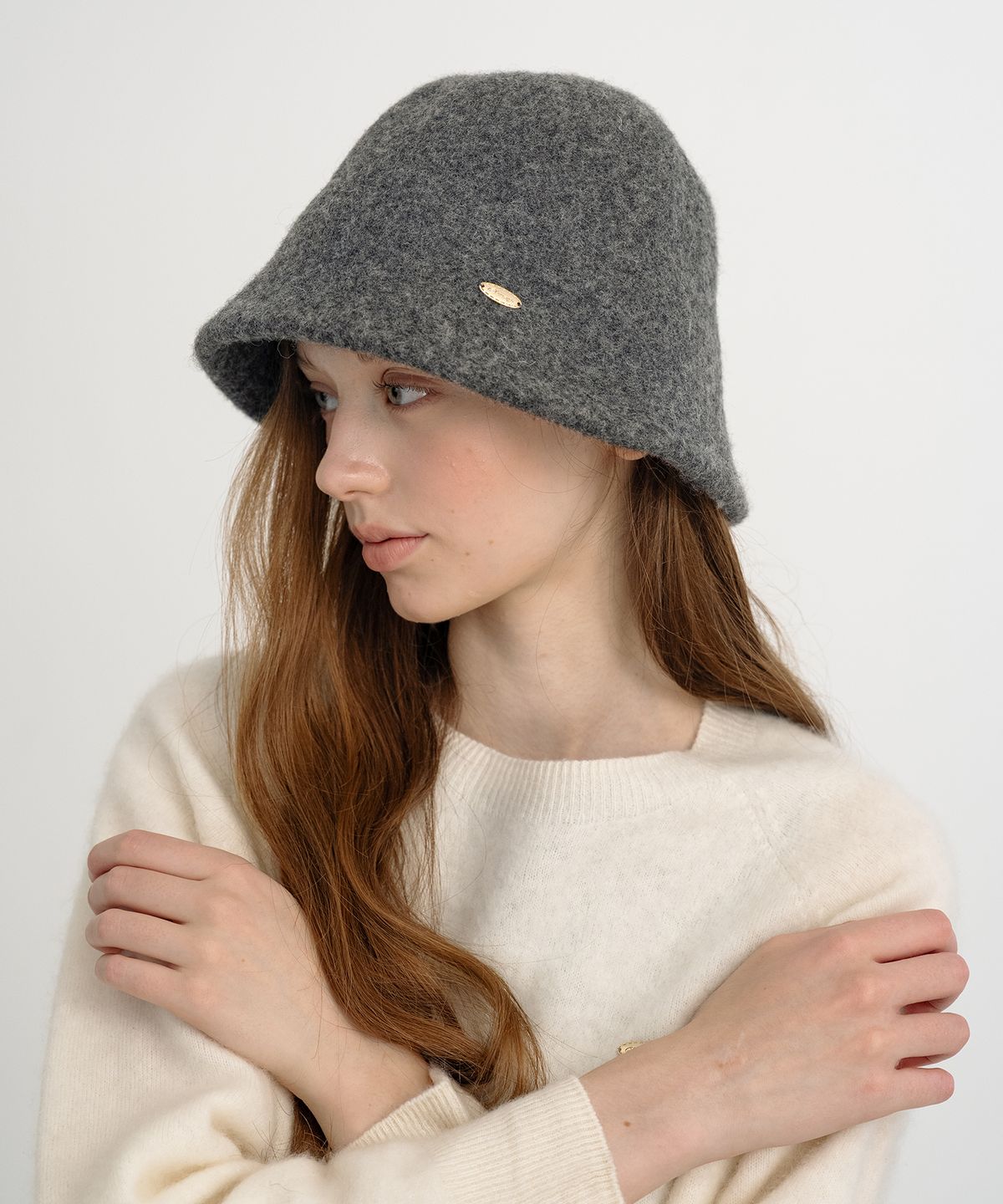 클루니(CLUNY) Soft Wool Cloche Hat - Gray