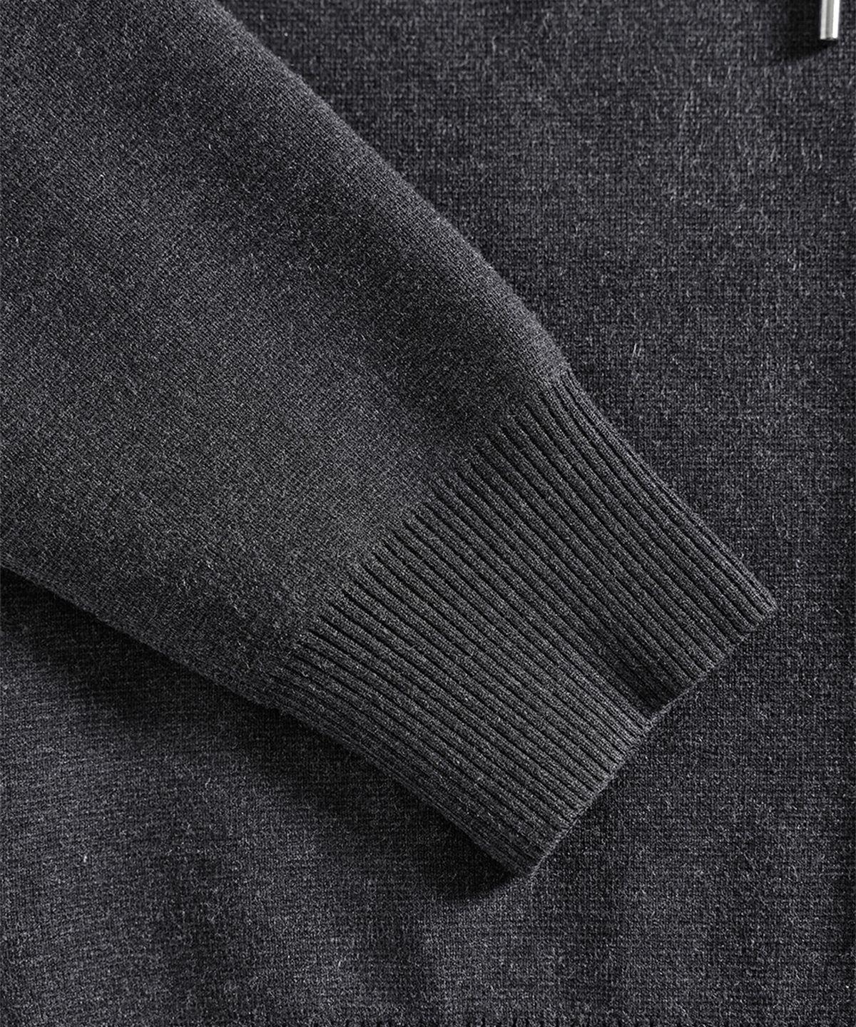 건지 울른스(Guernsey Woollens) 더블 스트럭쳐 후드 니트 집업 - 차콜