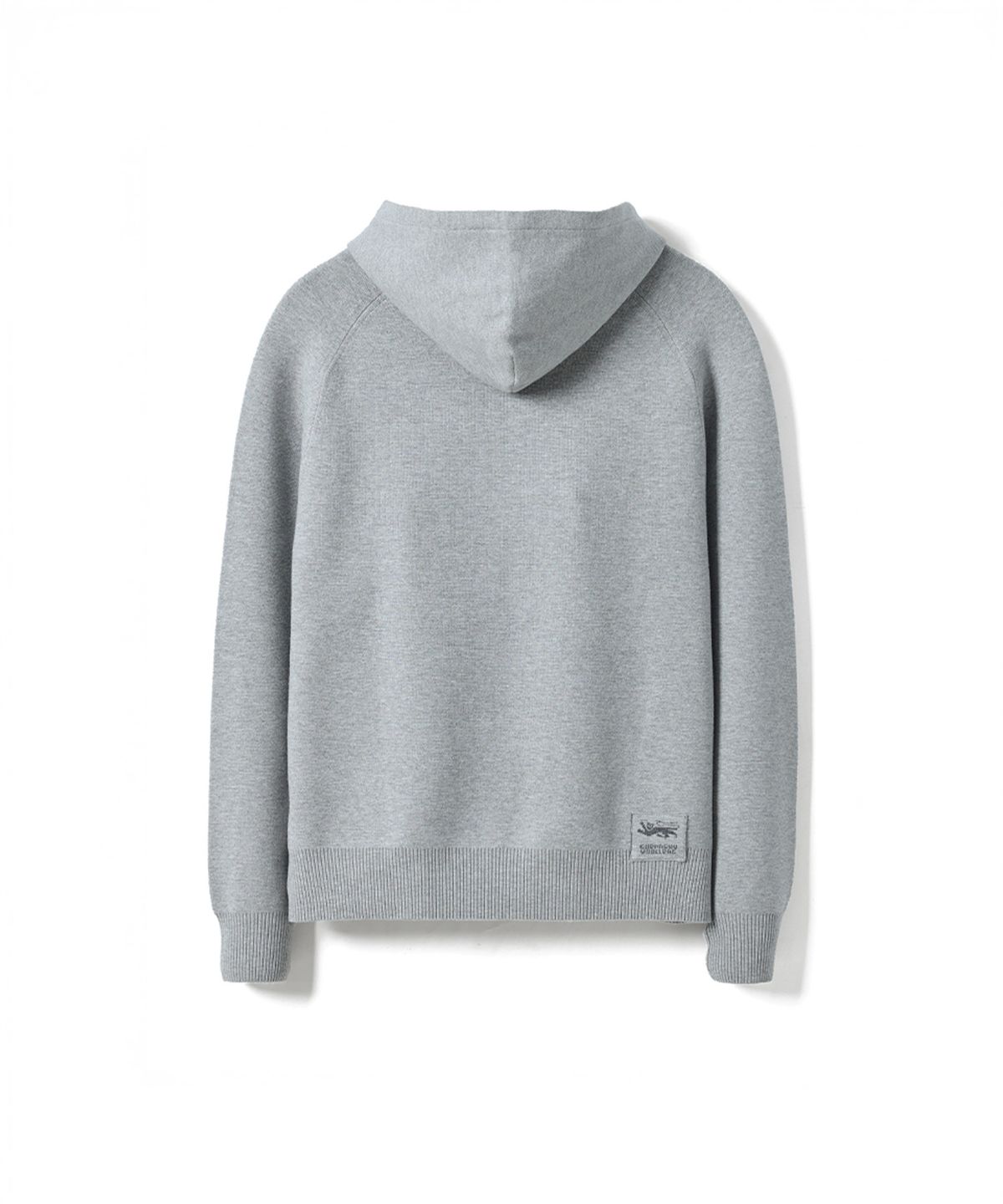 건지 울른스(Guernsey Woollens) 더블 스트럭쳐 후드 니트 집업 - 멜란지 그레이