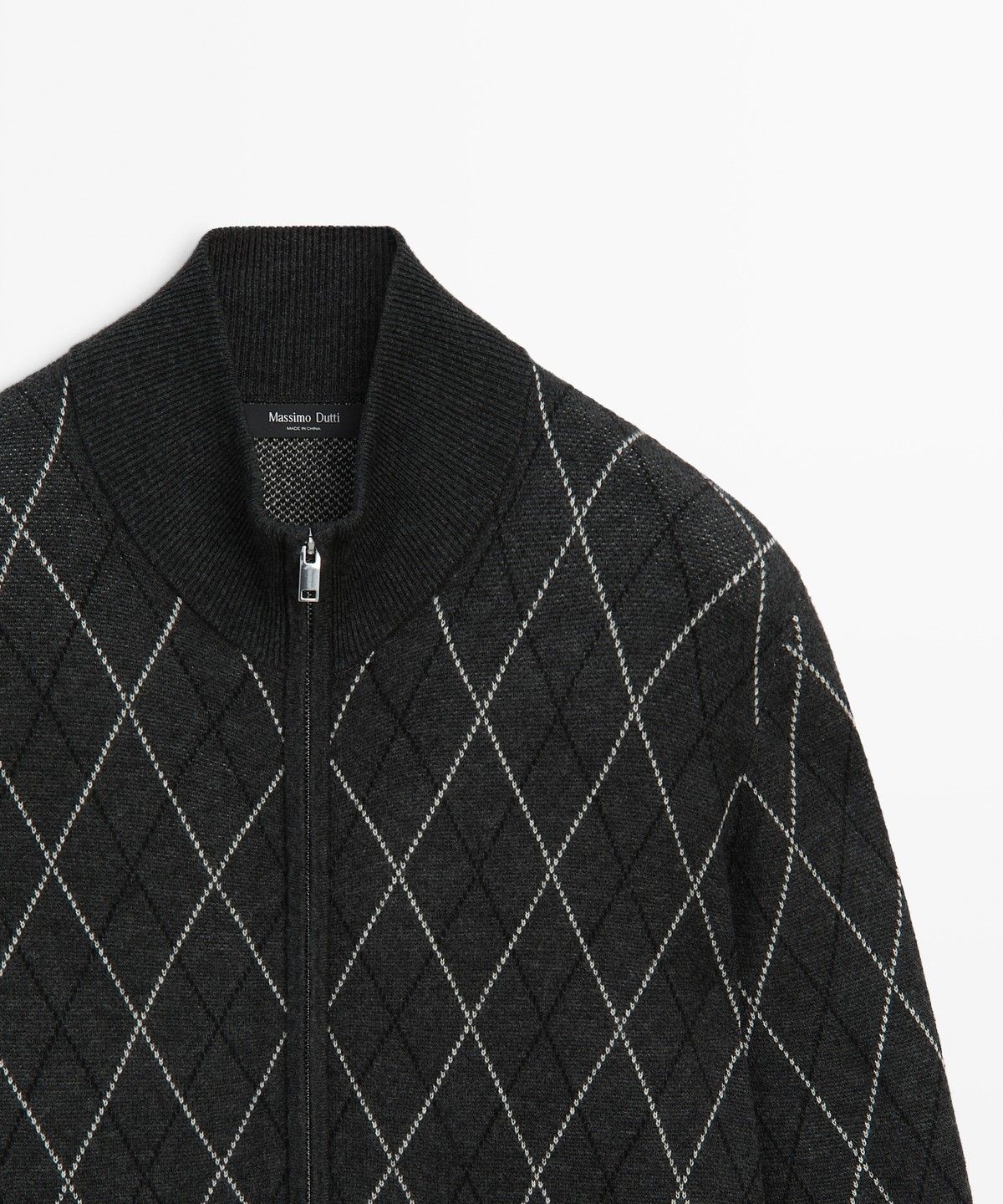 마시모두띠(MASSIMO DUTTI) 울 블렌드 아가일 니트 가디건