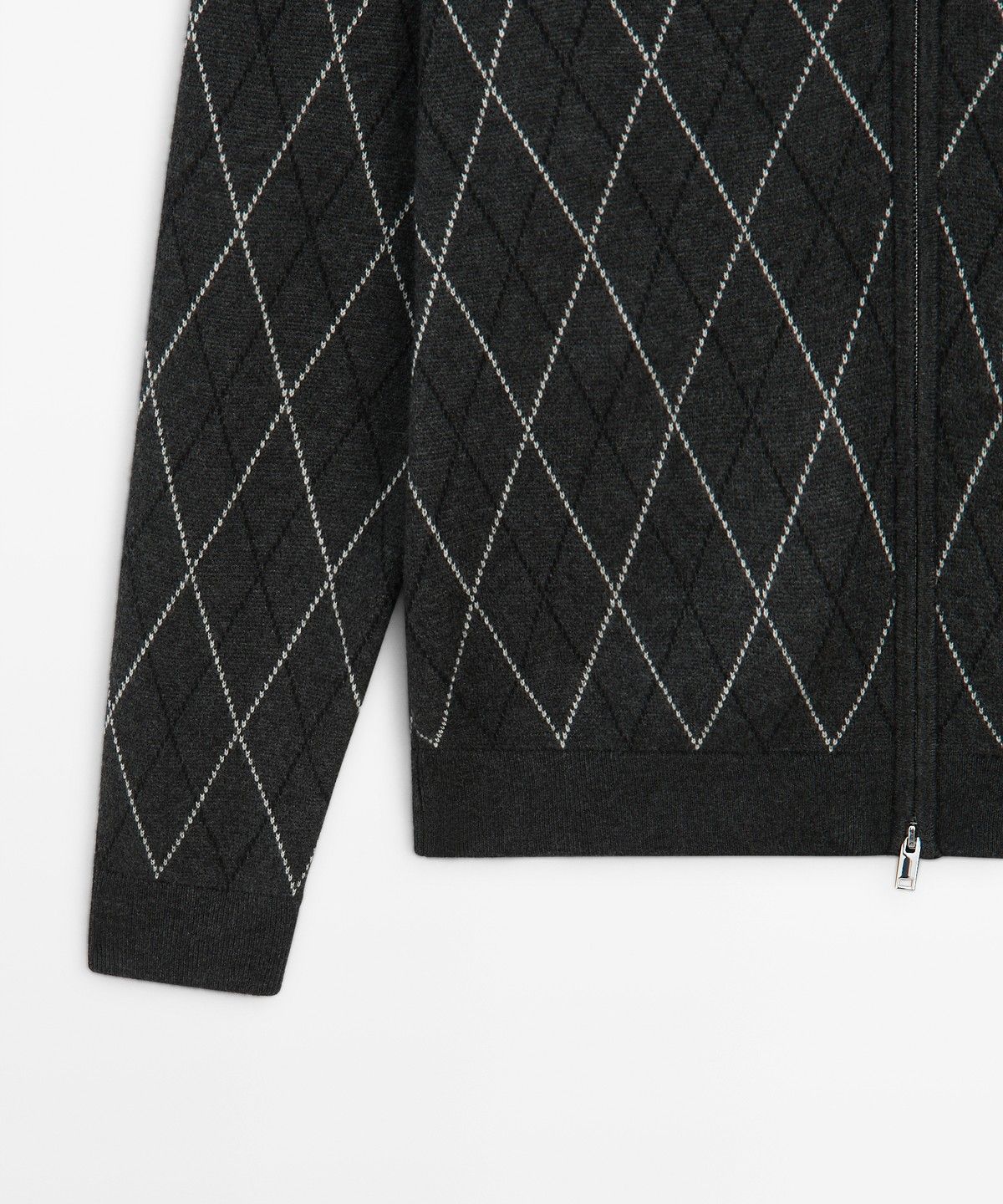 마시모두띠(MASSIMO DUTTI) 울 블렌드 아가일 니트 가디건