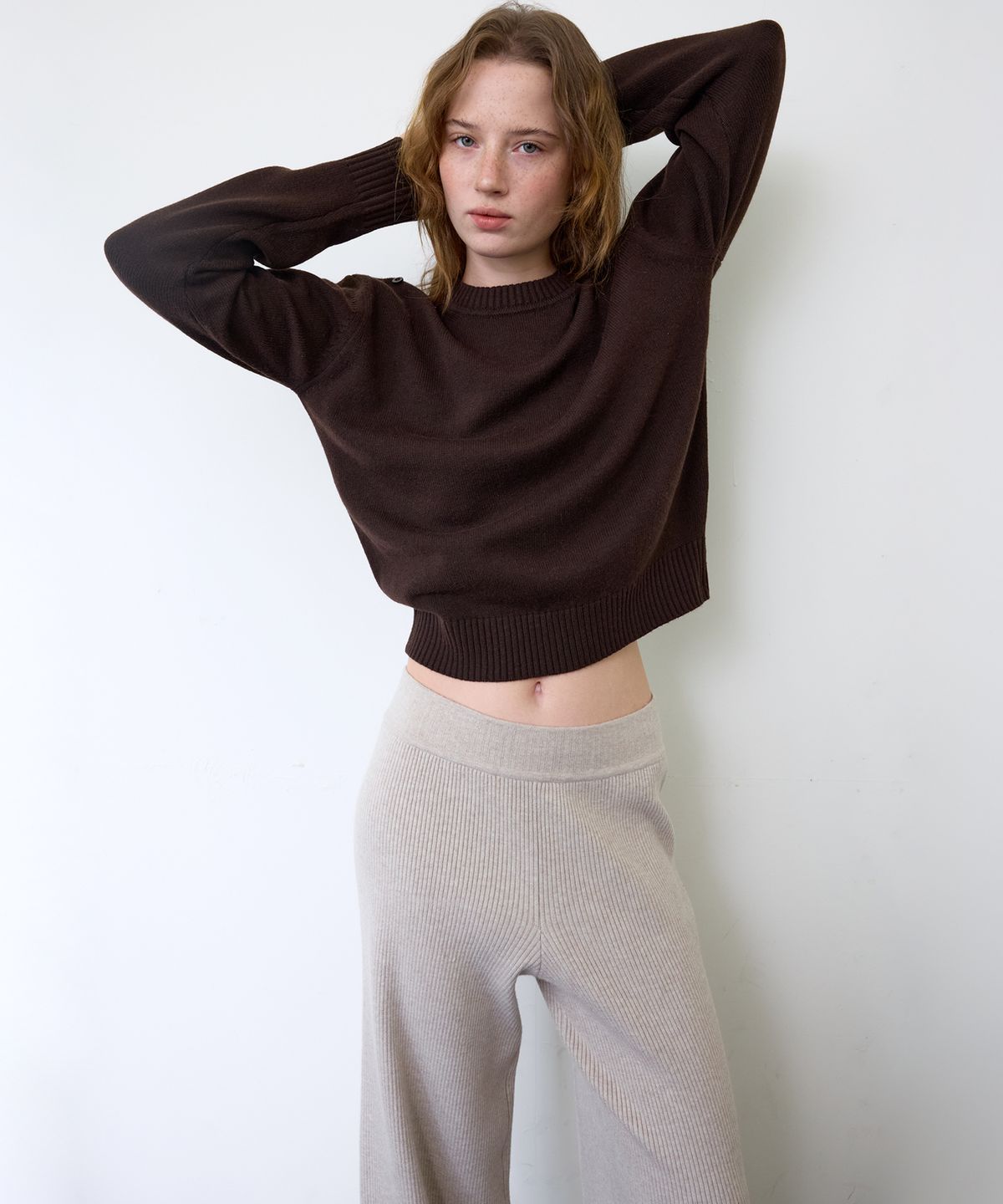 어몽(AMONG) A SOFT RIB PANTS_OATMEAL