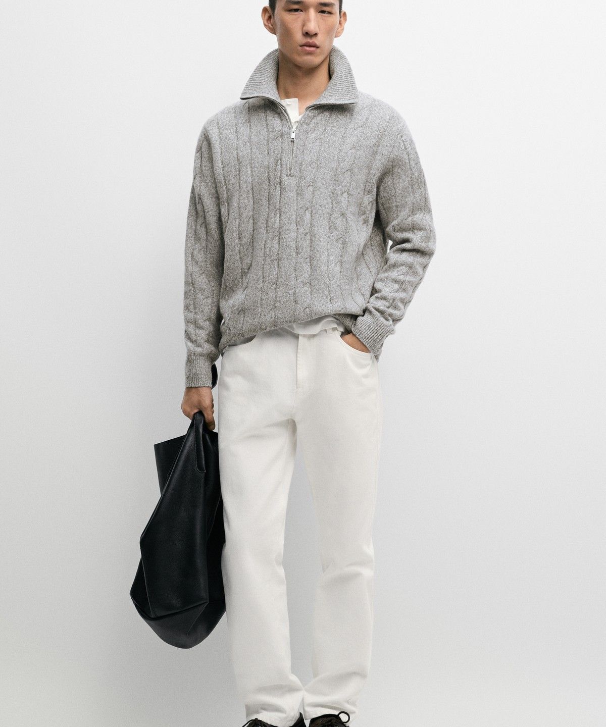 마시모두띠(MASSIMO DUTTI) 100% 울 케이블 니트 스웨터