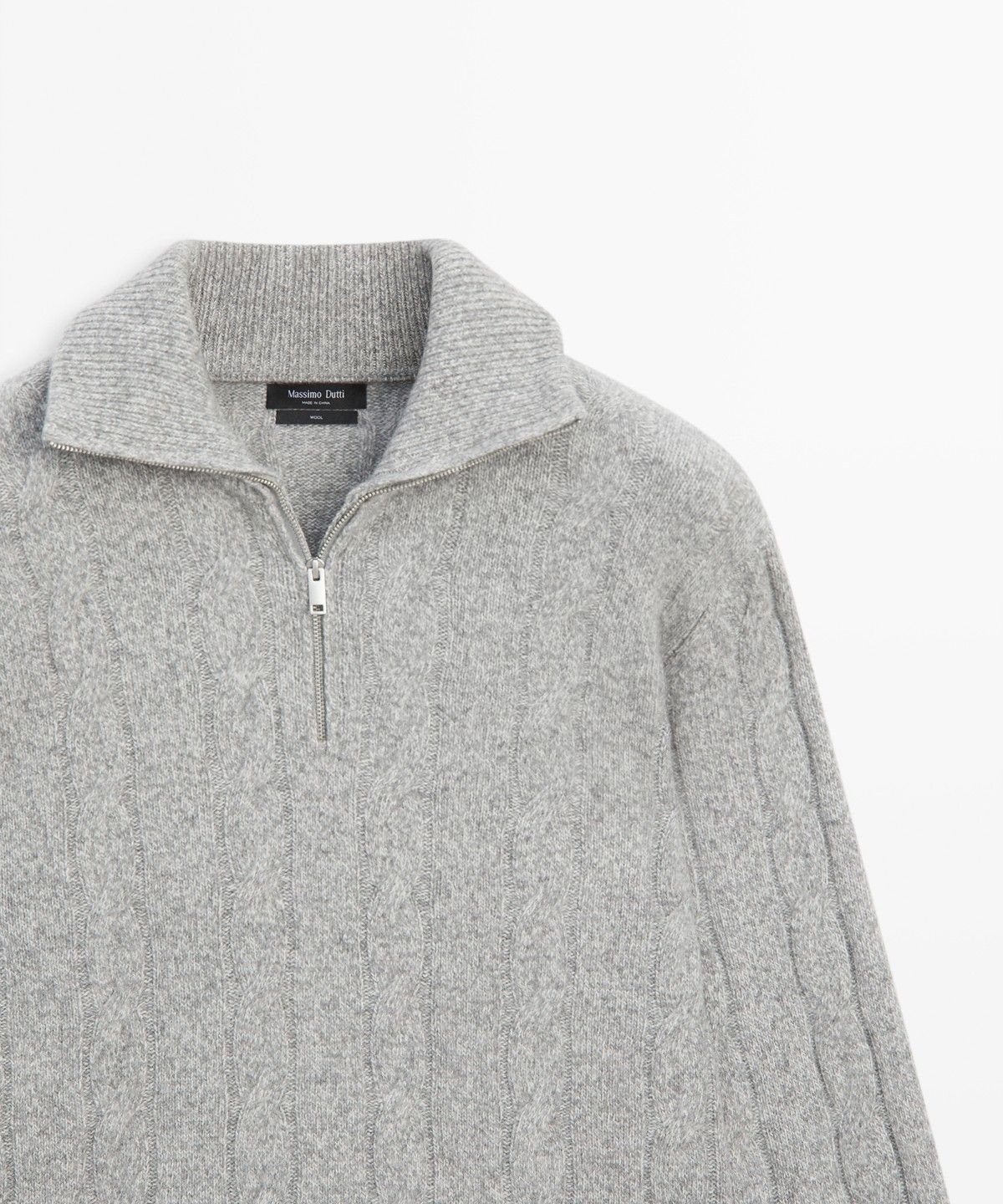 마시모두띠(MASSIMO DUTTI) 100% 울 케이블 니트 스웨터