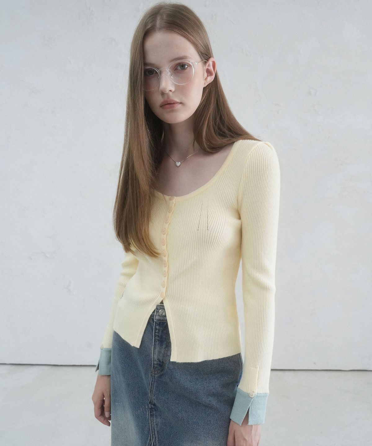 비바셔스(VIVACIOUS) Andy Square-neck Button Cardigan_5COL