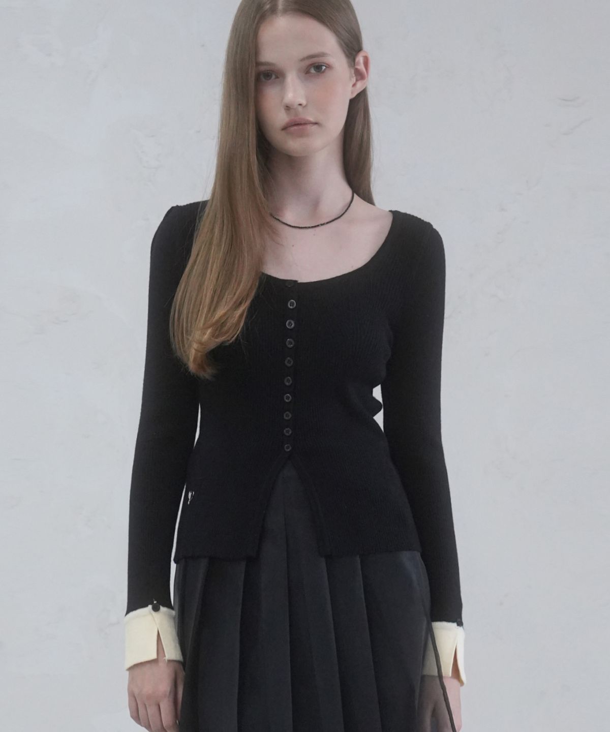 비바셔스(VIVACIOUS) Andy Square-neck Button Cardigan_5COL
