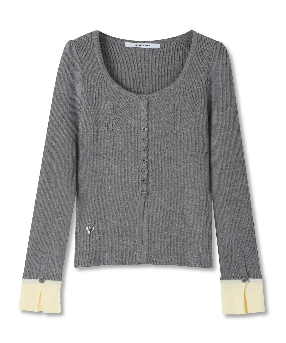 비바셔스(VIVACIOUS) Andy Square-neck Button Cardigan_5COL