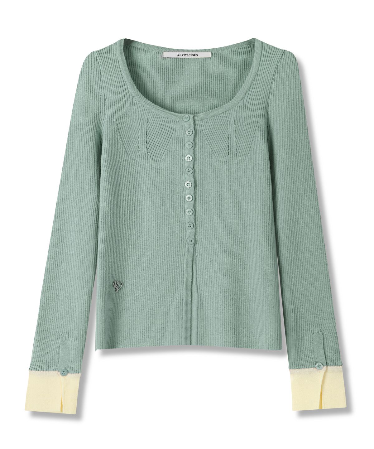비바셔스(VIVACIOUS) Andy Square-neck Button Cardigan_5COL