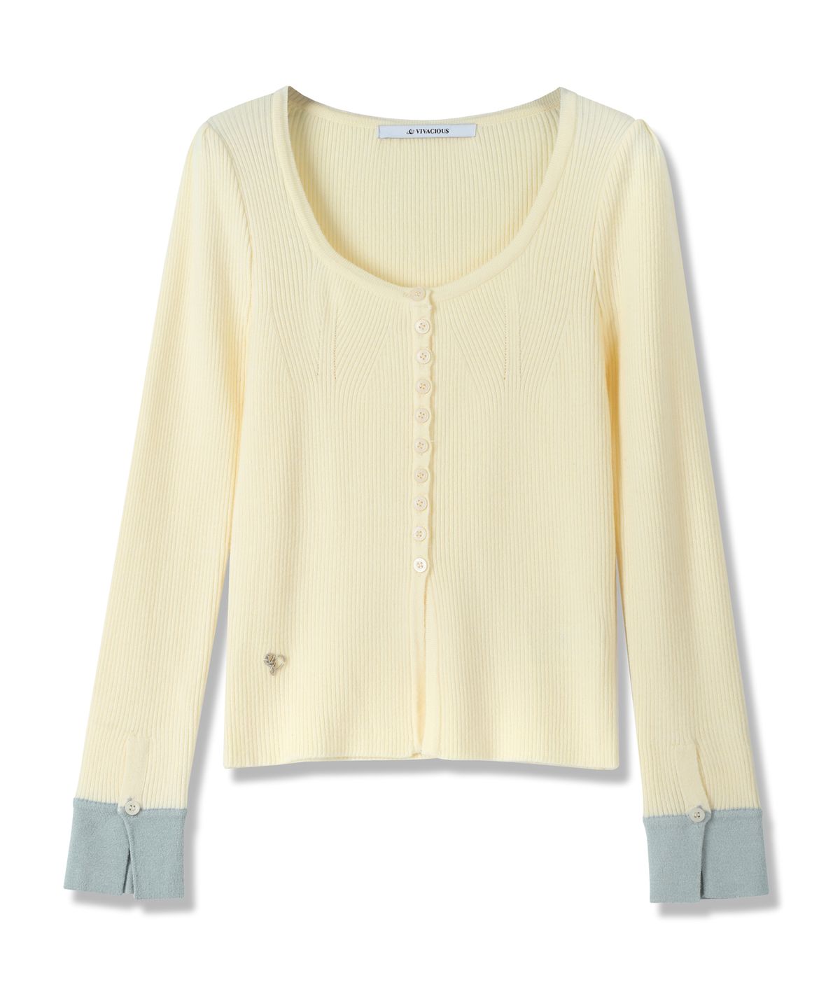 비바셔스(VIVACIOUS) Andy Square-neck Button Cardigan_5COL