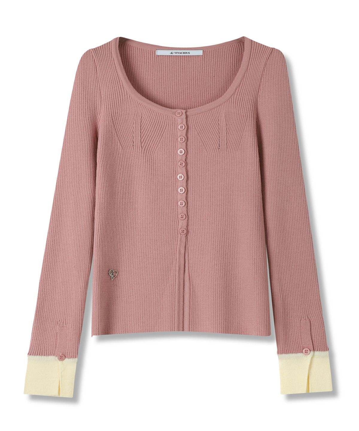 비바셔스(VIVACIOUS) Andy Square-neck Button Cardigan_5COL