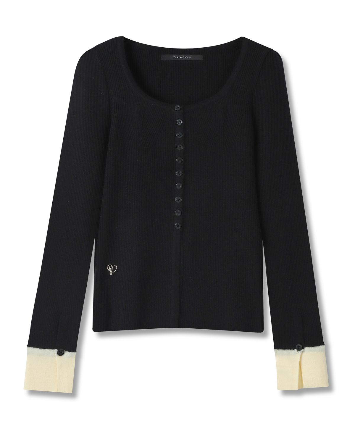 비바셔스(VIVACIOUS) Andy Square-neck Button Cardigan_5COL