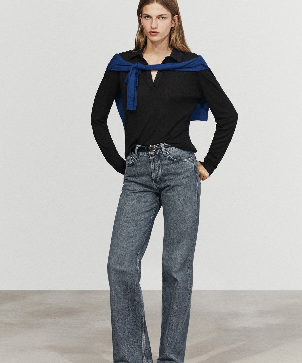 마시모두띠(MASSIMO DUTTI) 울 긴소매 폴로셔츠