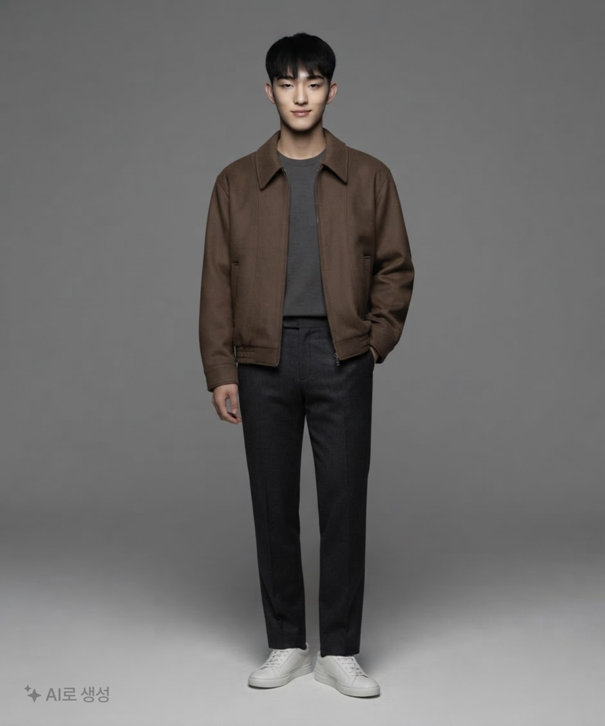 티엔지티(TNGT) 딥브라운 오버핏 울 칼라 블루종 105