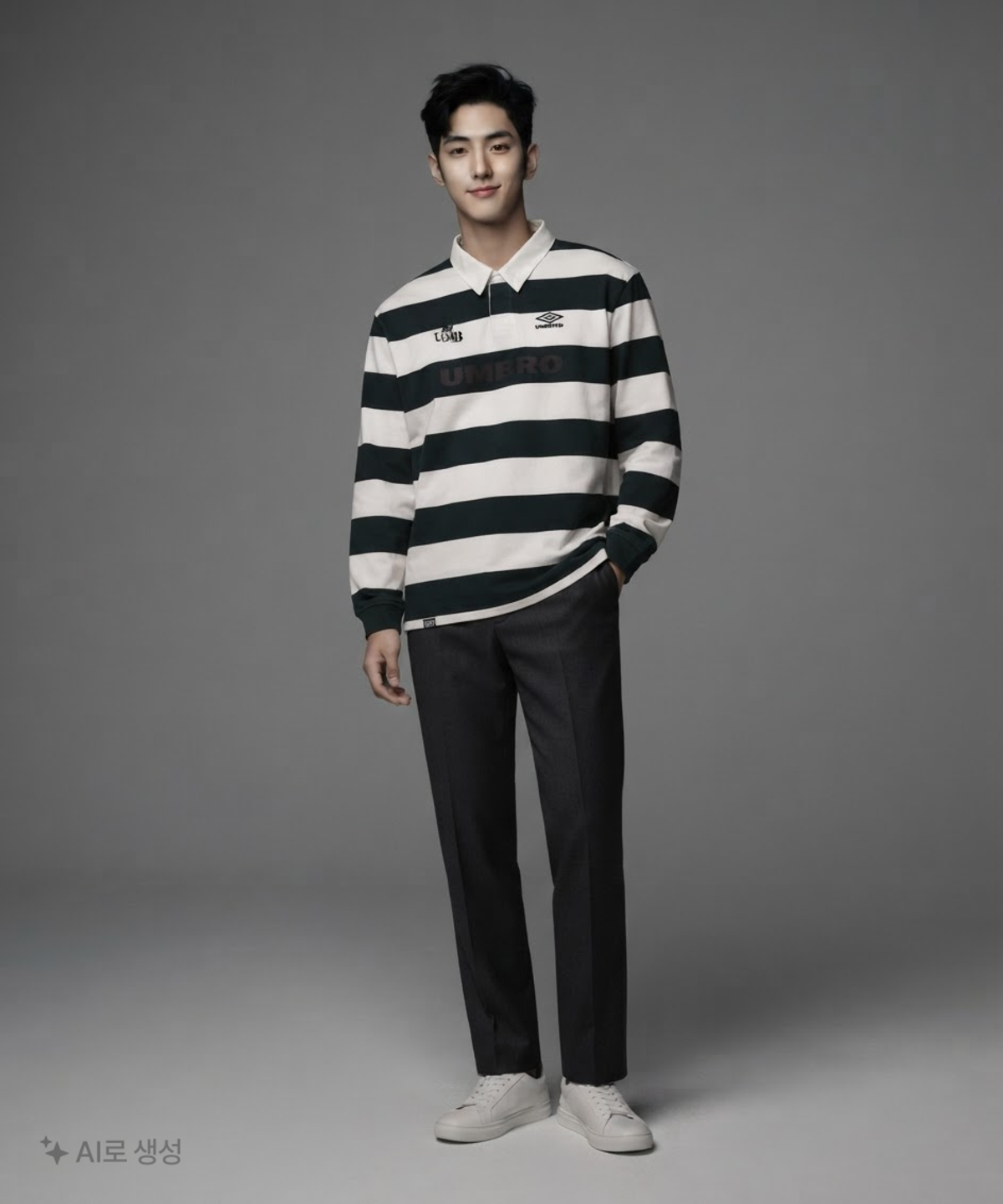 엄브로(UMBRO) HBL 브리티시 캐주얼 럭비 긴팔 티셔츠 다크 그린(UQ121CTL21) 105