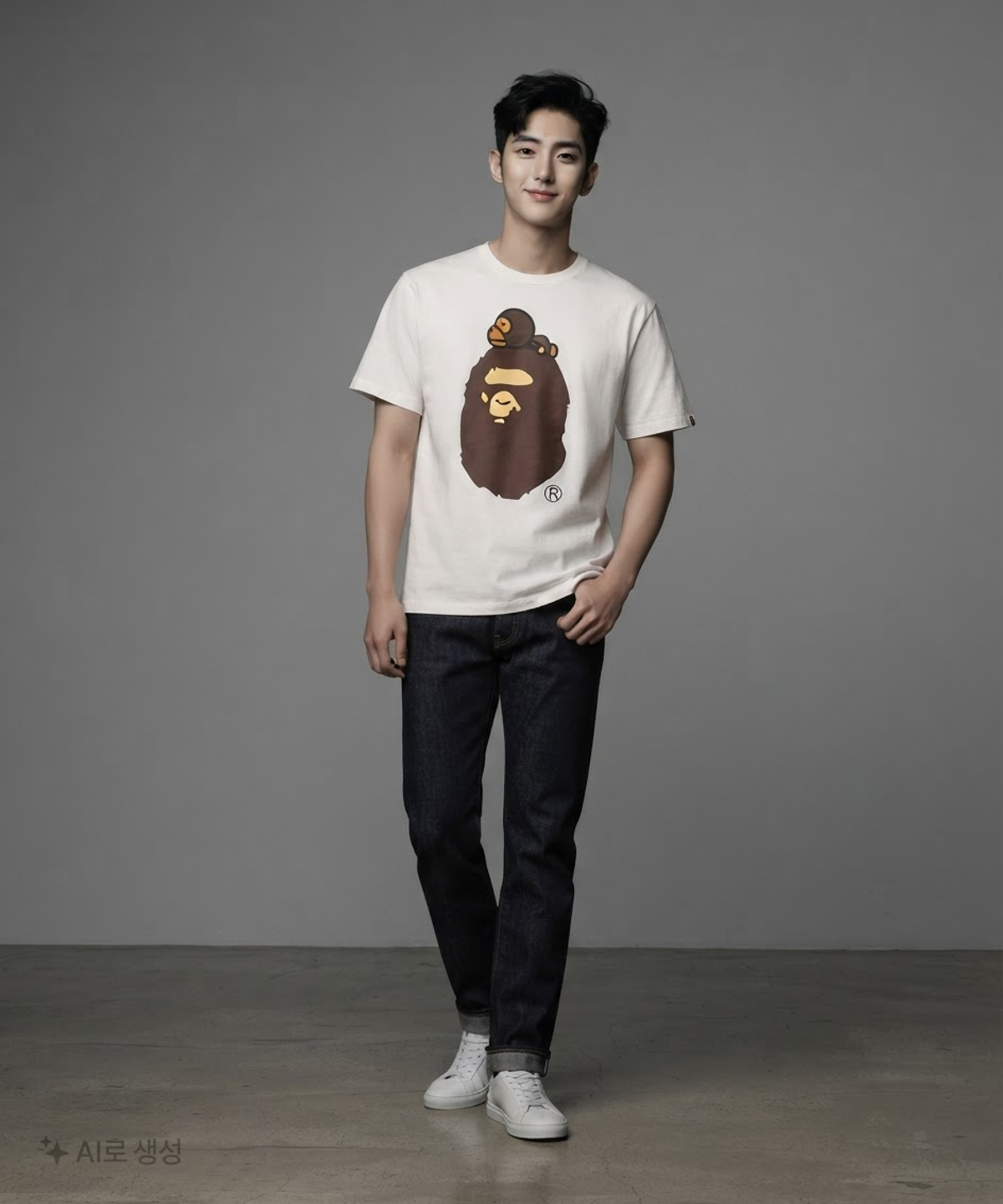 베이프(BAPE) 마일로 온 빅 에이프 티셔츠(M) WHITE L