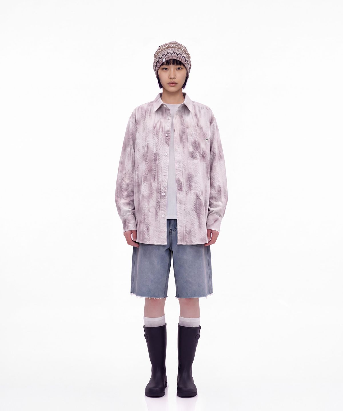 몰트선셋(MOLTSUNSET) Blur Marble Washing Shirt -Grayish Mauve