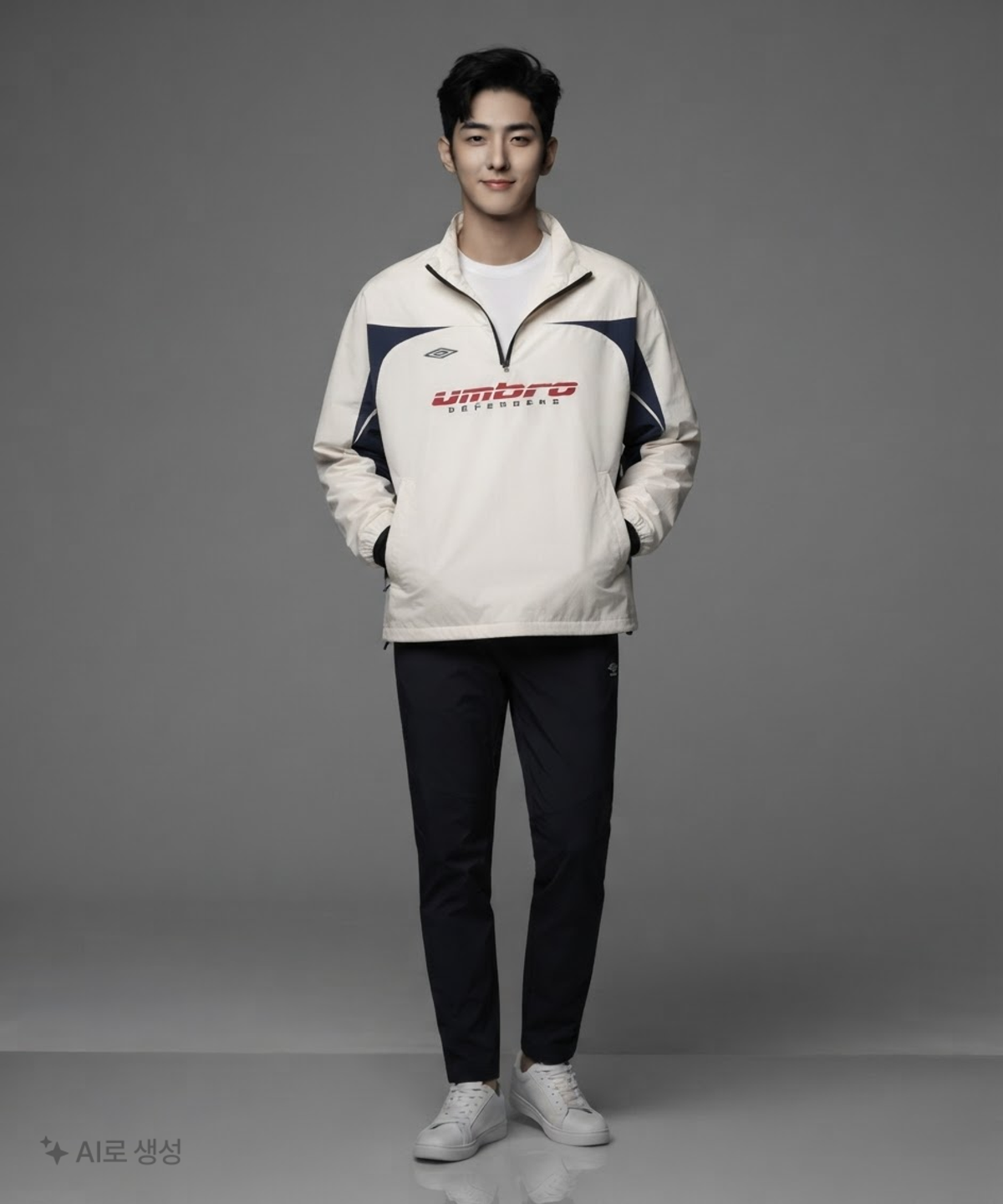 엄브로(UMBRO) WARM+ 브러쉬드 메쉬 풋볼 하이넥 피스테 아이보리(UP421SWTO2) 90