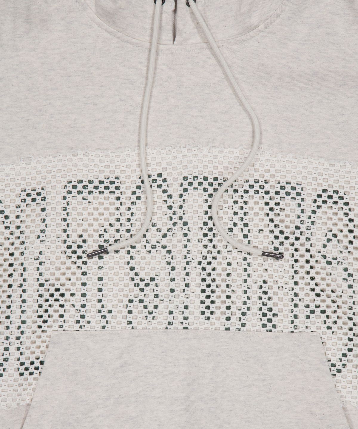 몰트선셋(MOLTSUNSET) Fishnet Distressed Hoodie - Oatmeal