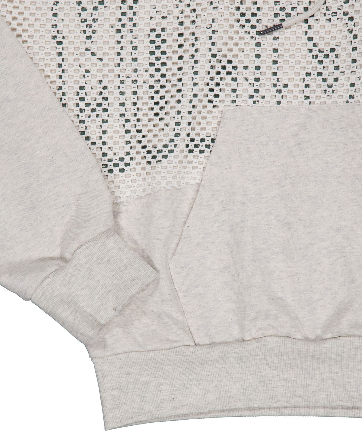 몰트선셋(MOLTSUNSET) Fishnet Distressed Hoodie - Oatmeal