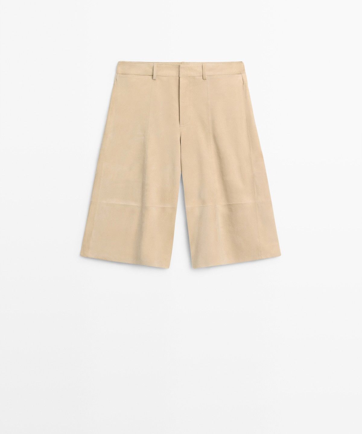 마시모두띠(MASSIMO DUTTI) 롱 스웨이드 가죽 버뮤다 팬츠