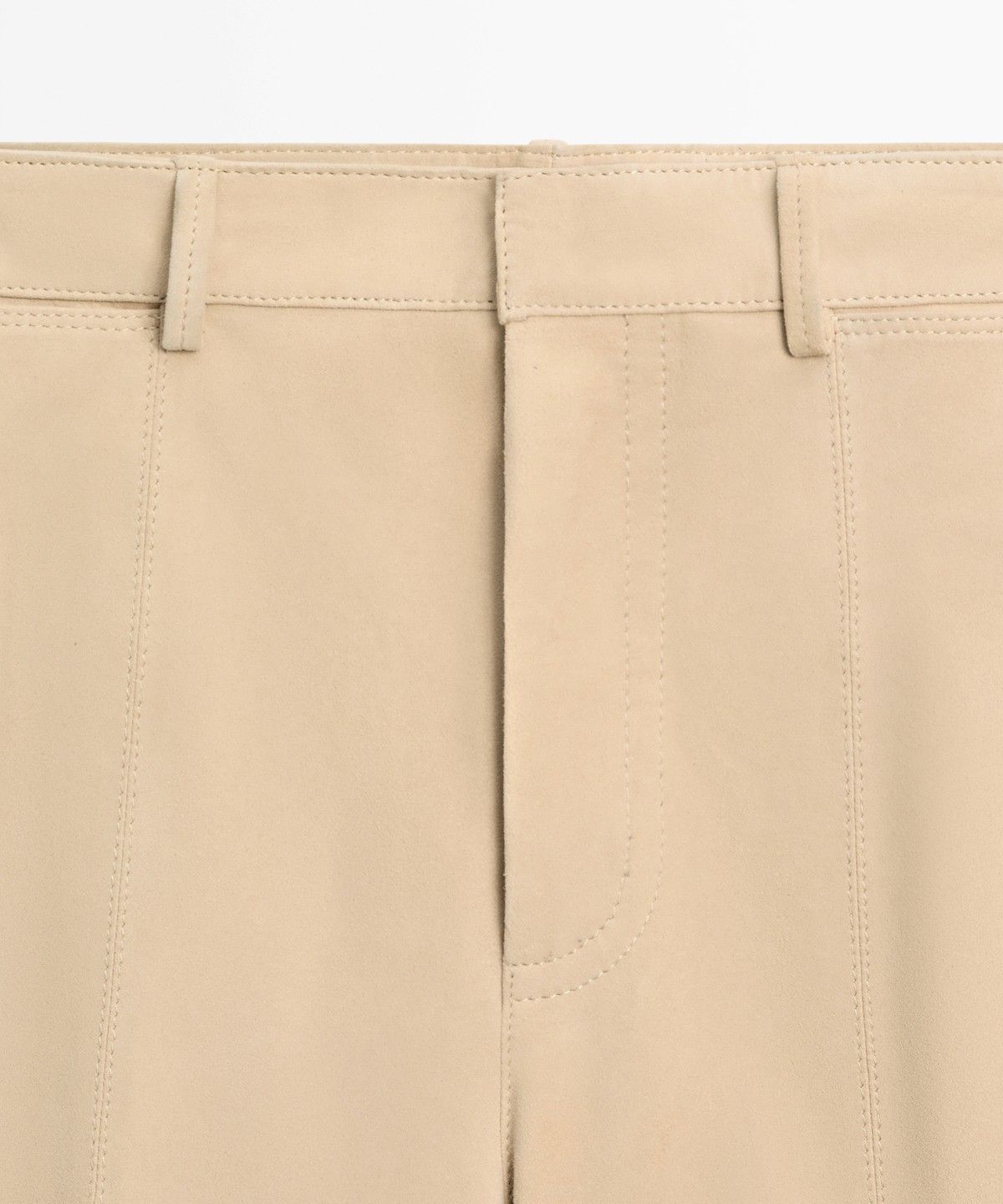 마시모두띠(MASSIMO DUTTI) 롱 스웨이드 가죽 버뮤다 팬츠