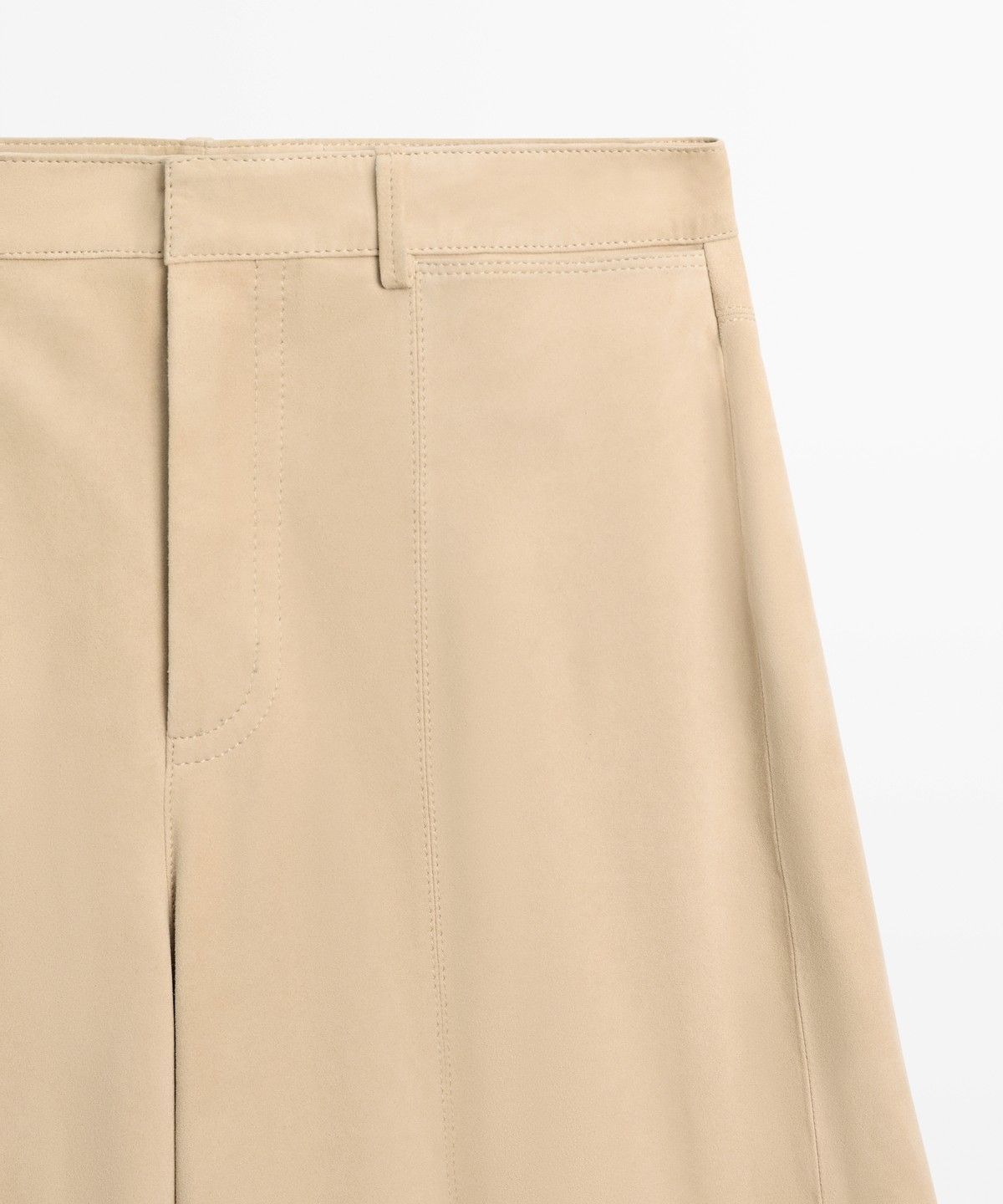 마시모두띠(MASSIMO DUTTI) 롱 스웨이드 가죽 버뮤다 팬츠