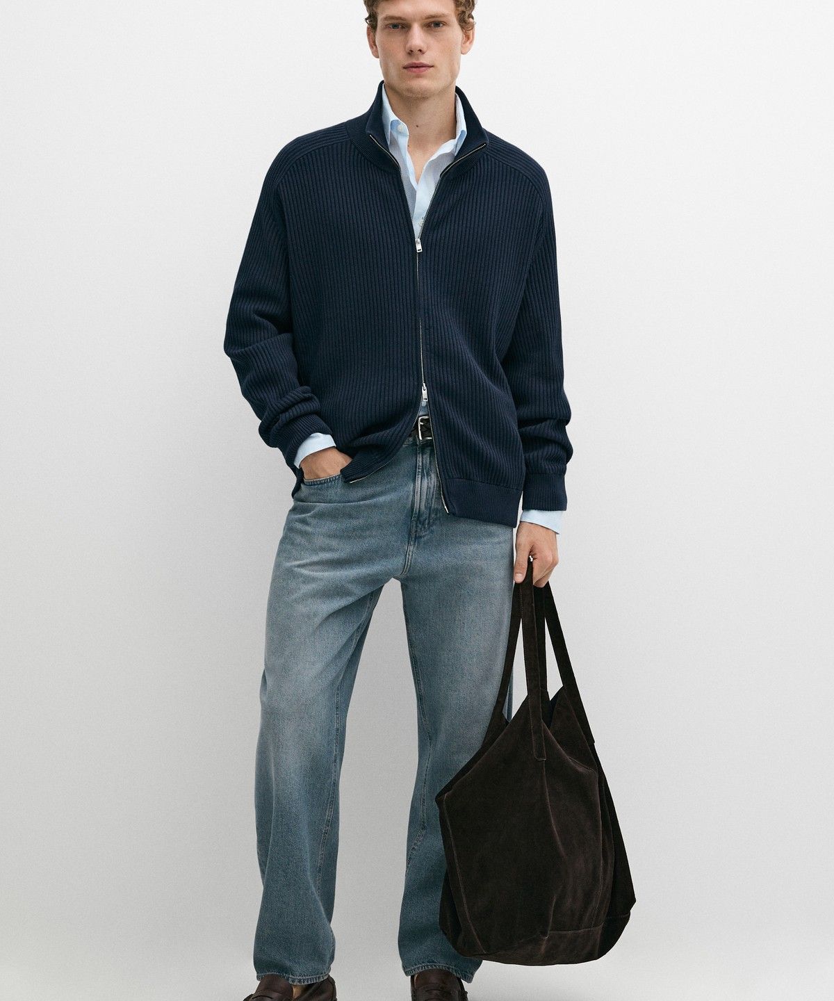 마시모두띠(MASSIMO DUTTI) 100% 코튼 골지 니트 가디건