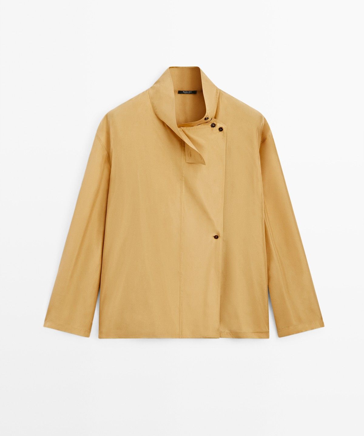 마시모두띠(MASSIMO DUTTI) 100% 실크 하이넥 크로스 셔츠