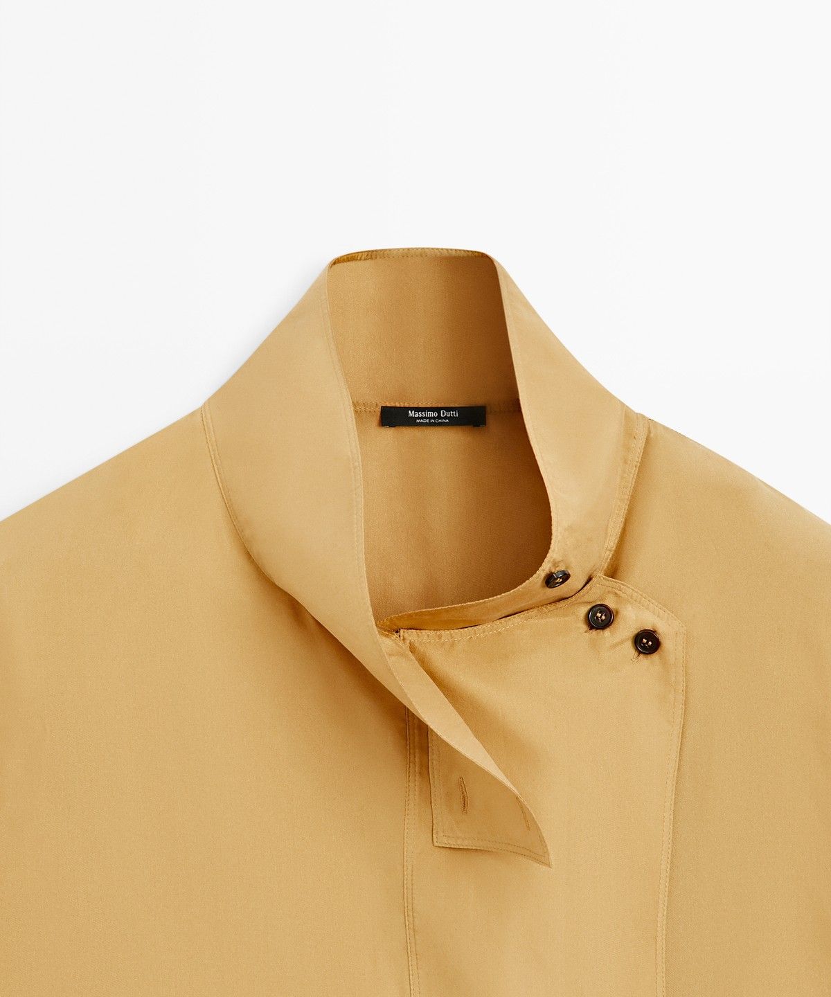 마시모두띠(MASSIMO DUTTI) 100% 실크 하이넥 크로스 셔츠