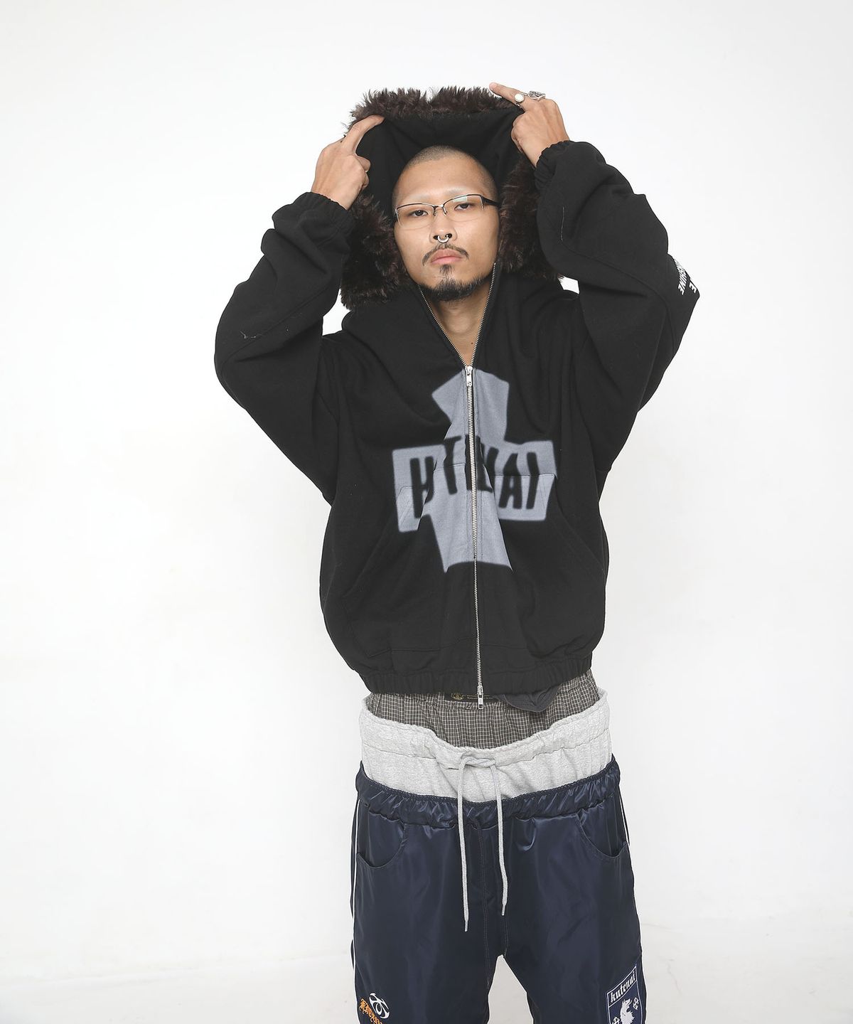 쿠테나이 케이브(KUTENAI CAVE) Bearhead fur zip-up hoodie(B)