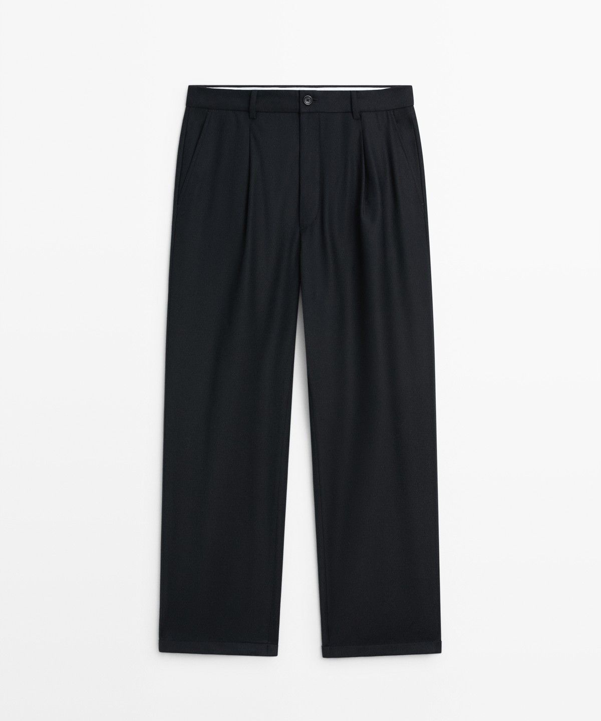 마시모두띠(MASSIMO DUTTI) 100% 울 스웨이드 릴랙스 핏 팬츠