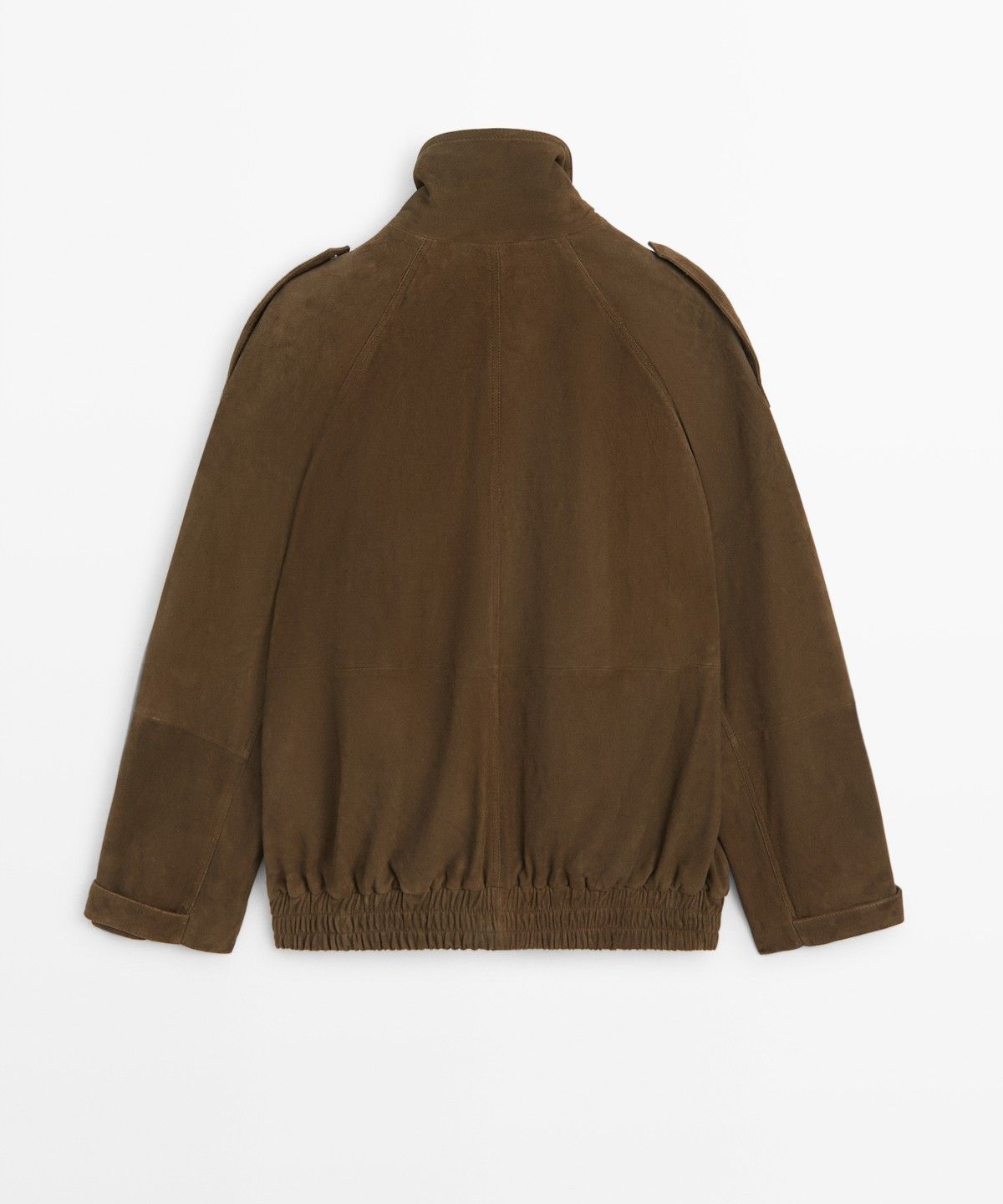 마시모두띠(MASSIMO DUTTI) 하이넥 스웨이드 가죽 봄버 재킷