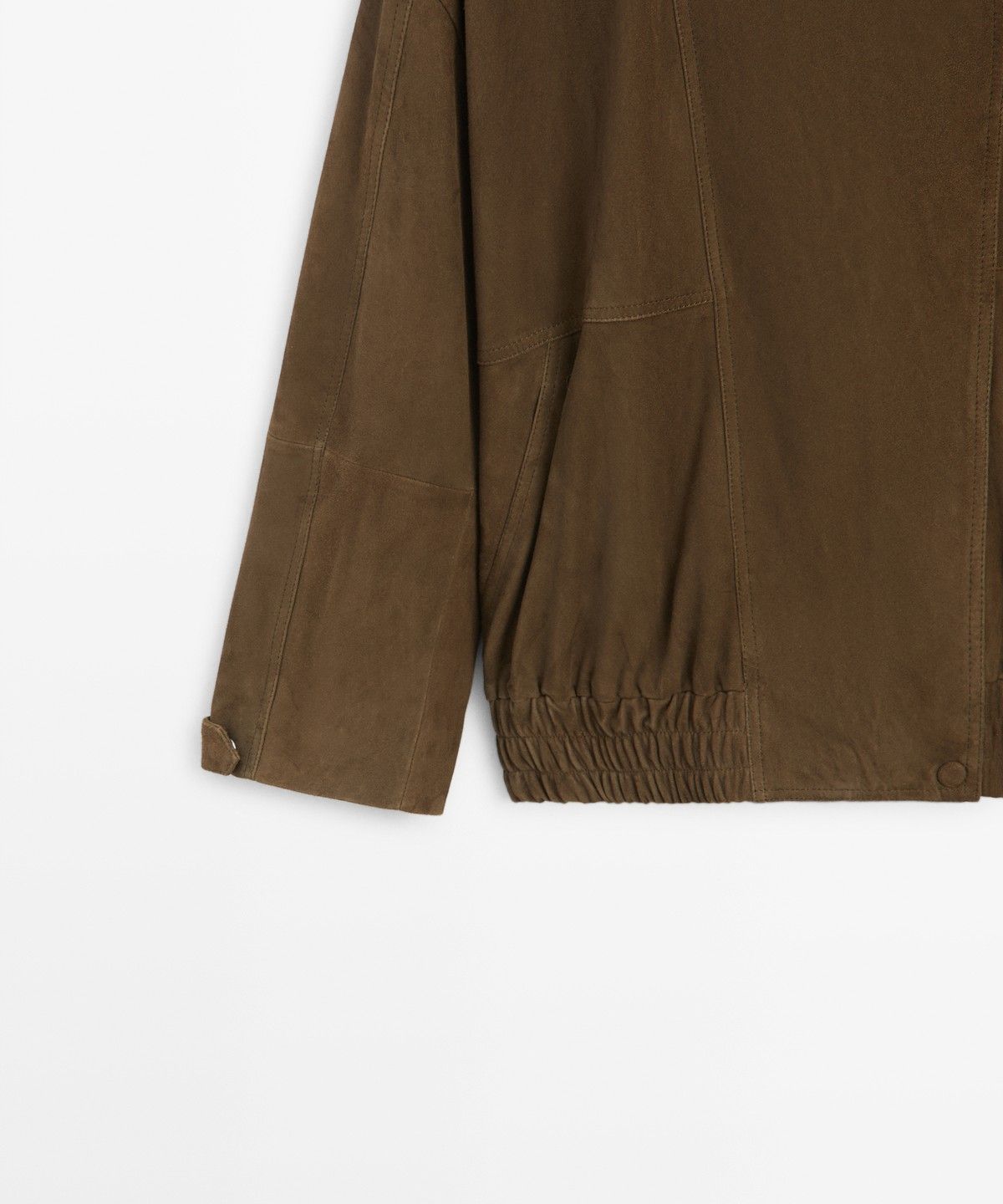 마시모두띠(MASSIMO DUTTI) 하이넥 스웨이드 가죽 봄버 재킷