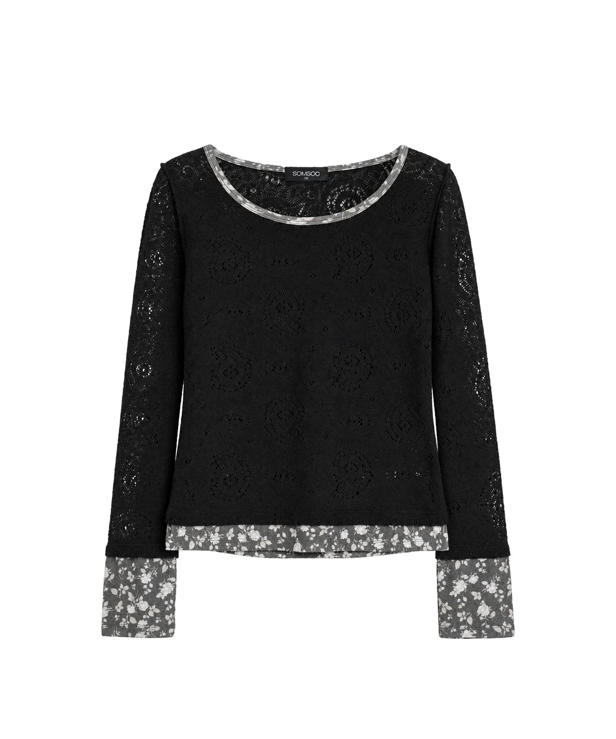 솜속(SOMSOC) FLOS LAYERED KNITTED TOP_BLACK