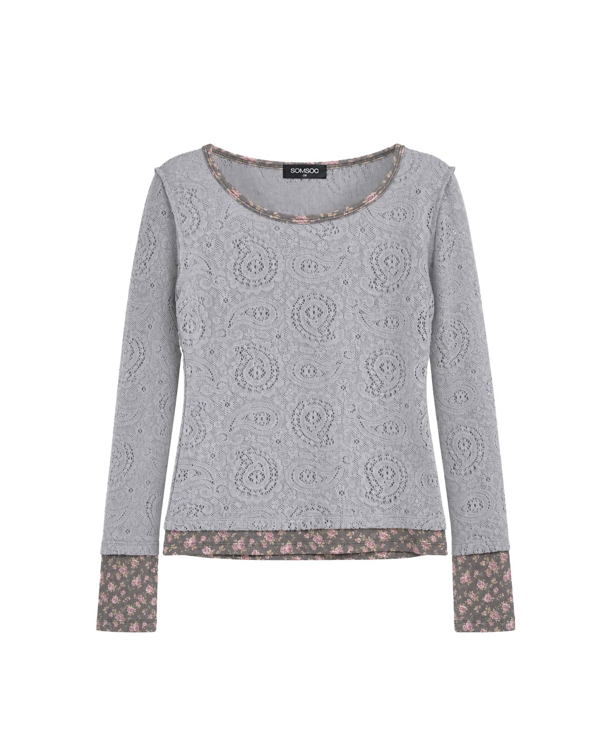 솜속(SOMSOC) FLOS LAYERED KNITTED TOP_GREY