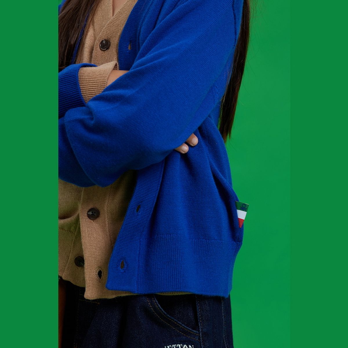 베네통키즈(BENETTONKIDS) [파밀리아] 브이넥 가디건_QAKCG2661BL