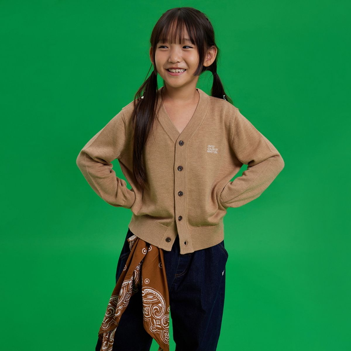 베네통키즈(BENETTONKIDS) [파밀리아] 브이넥 가디건_QAKCG2661BG
