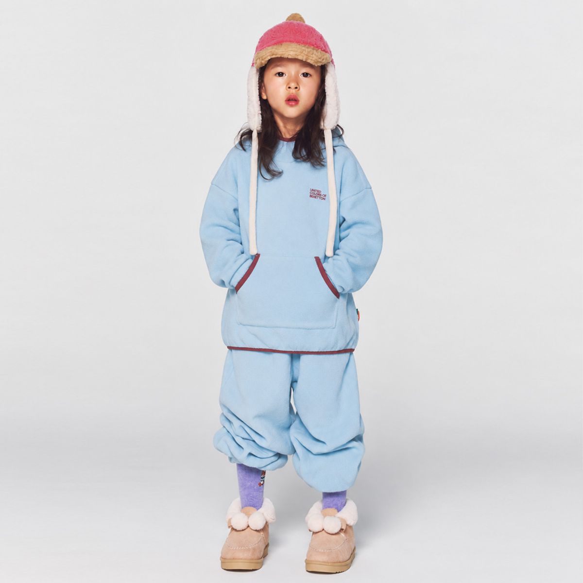 베네통키즈(BENETTONKIDS) [파밀리아] 스트릿 플리스 조거 팬츠_QATPG1661LB
