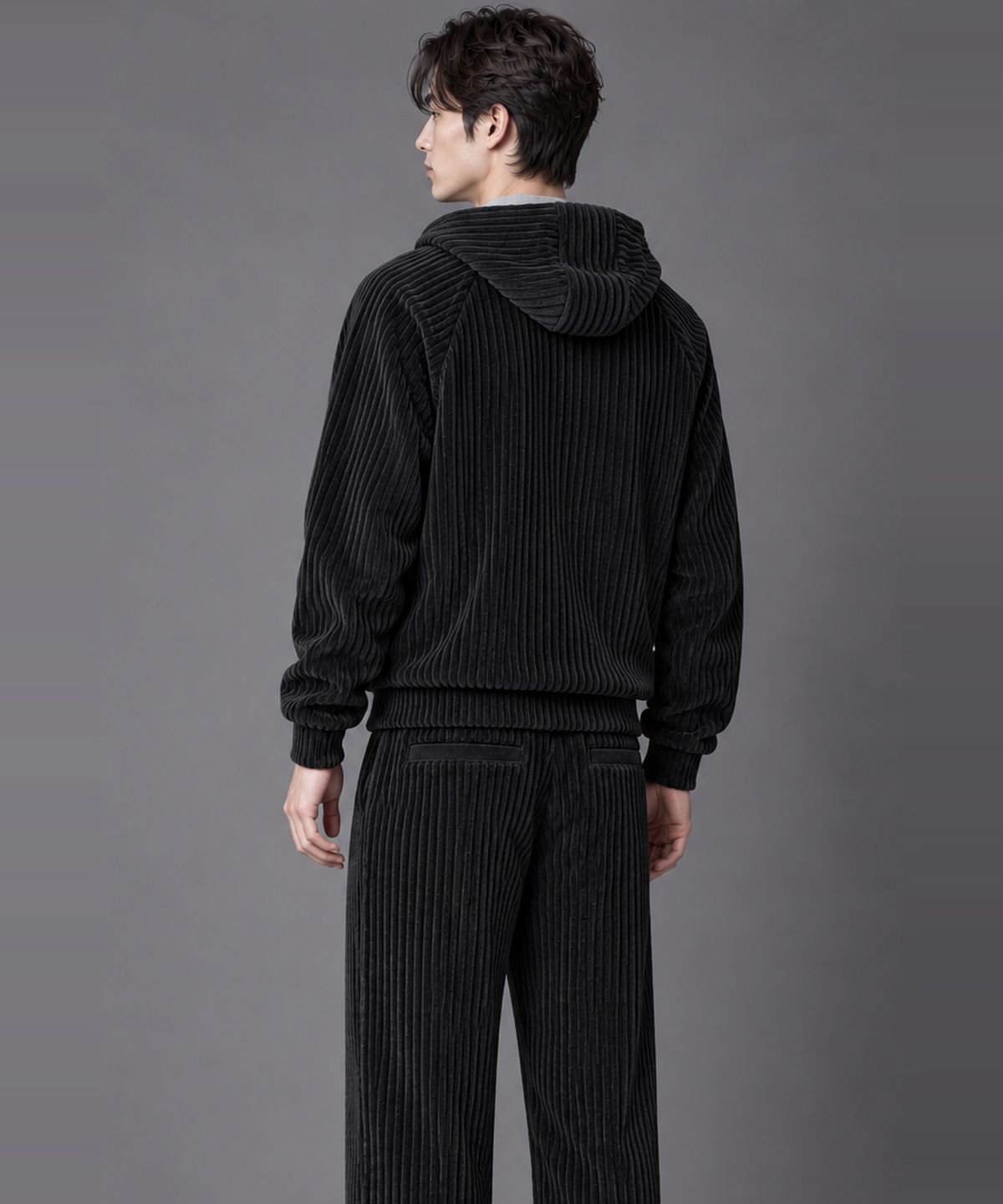 커스텀어스(CUSTOMUS) 남자 코듀로이 후드집업 점퍼 겨울 골덴 자켓 CXS26WKHJA01 BLA