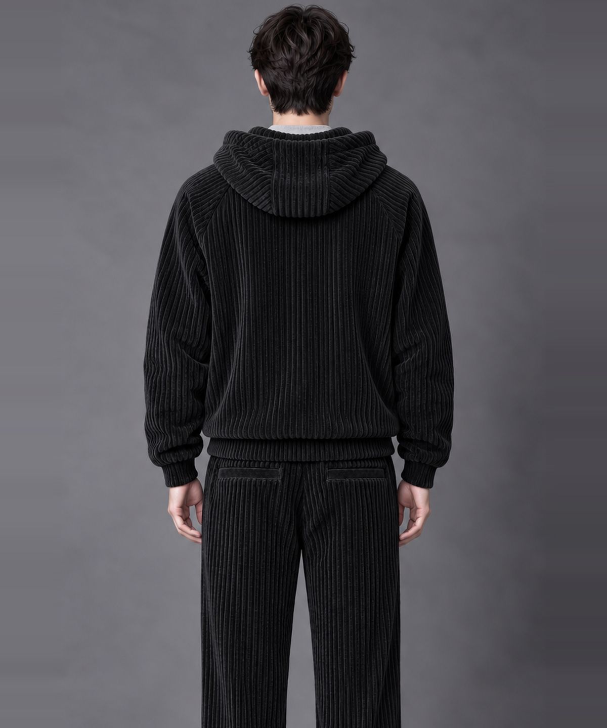 커스텀어스(CUSTOMUS) 남자 코듀로이 후드집업 점퍼 겨울 골덴 자켓 CXS26WKHJA01 BLA